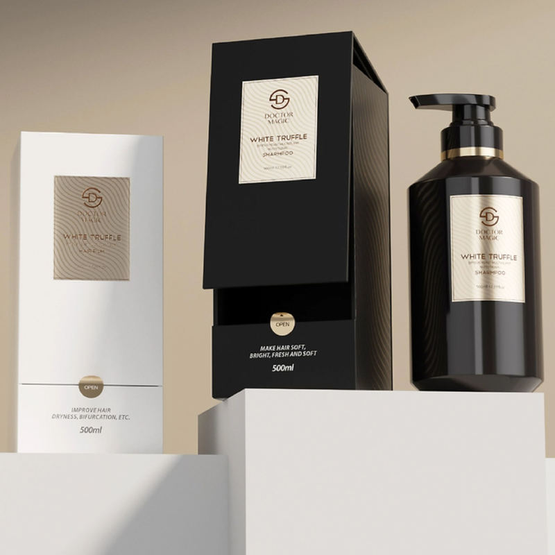 علبة عطر بكرة صلبة من 3 زجاجات في صندوق مستحضرات تجميل فاخر باللونين الذهبي والأسود مع إغلاق مغناطيسي