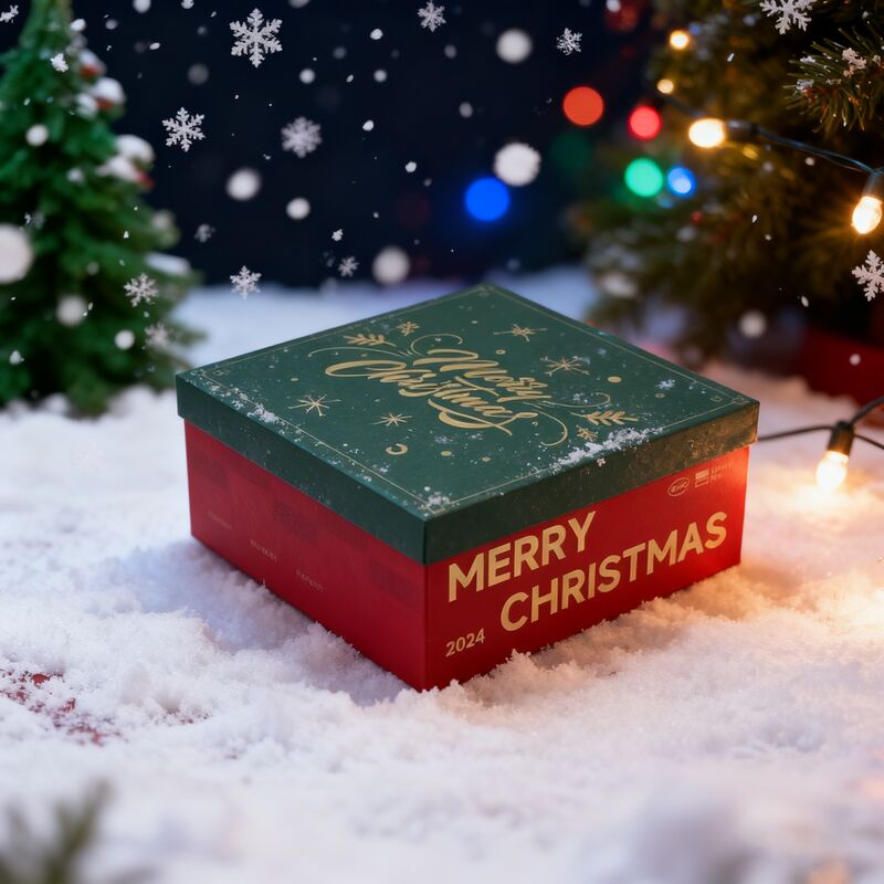 الصندوق الهديّة الحمراء المخصصة لعيد الميلاد مع غطاء وقاعدة للبيع بالجملة والتجزئة