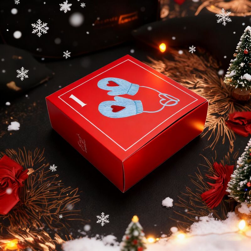 الصندوق الهديّة الحمراء المخصصة لعيد الميلاد مع غطاء وقاعدة للبيع بالجملة والتجزئة