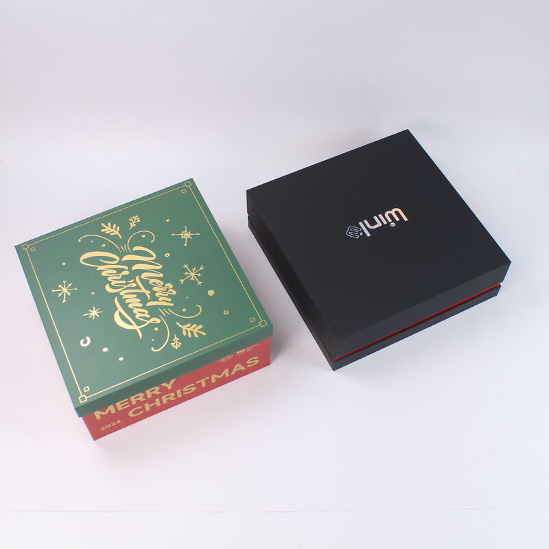 الصندوق الهديّة الحمراء المخصصة لعيد الميلاد مع غطاء وقاعدة للبيع بالجملة والتجزئة