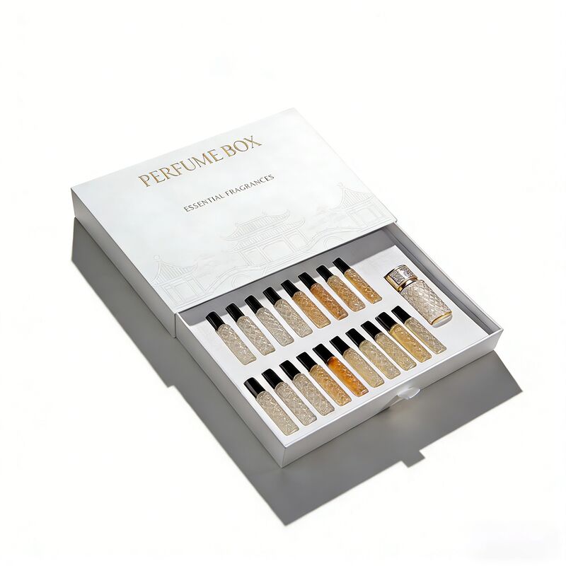 صناديق التعبئة العطرية على طراز الدرج مع شعار مخصص ومواد صديقة للبيئة لتعبئة العطر الفاخر