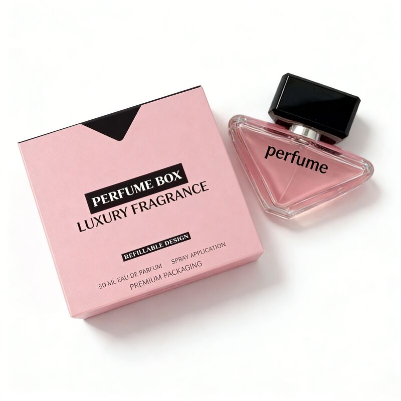 ورق بطاقة مزدوج القسمة V-Cut تصميم عطر صندوق التعبئة والتغليف مع 350,400gsm الورق الصلب والطباعة بأربعة ألوان، الطابع الساخن، الأشعة فوق البنفسجية