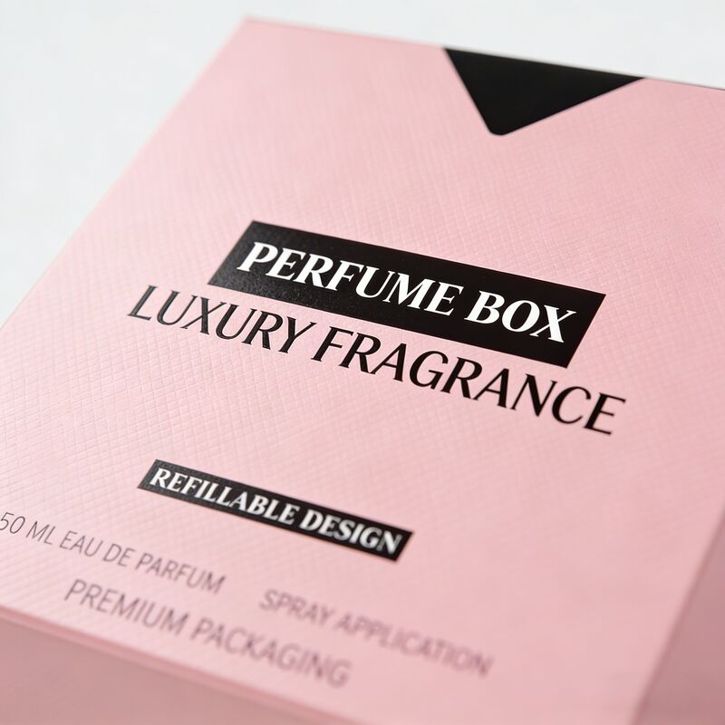 ورق بطاقة مزدوج القسمة V-Cut تصميم عطر صندوق التعبئة والتغليف مع 350,400gsm الورق الصلب والطباعة بأربعة ألوان، الطابع الساخن، الأشعة فوق البنفسجية